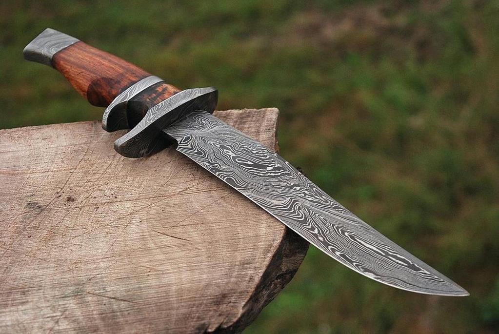 HAND FORGED Fixed Blade Damascus Steel Hunting Knife + Leather Sheath – ZB  Knives Store