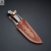 10.5" Inches HAND FORGED Full Tang D2 Steel Hunting Knife+ Leather sheath ZB Knives Store