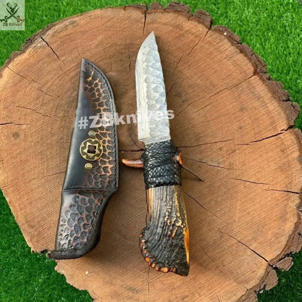 handmade damascus fixed blade knife