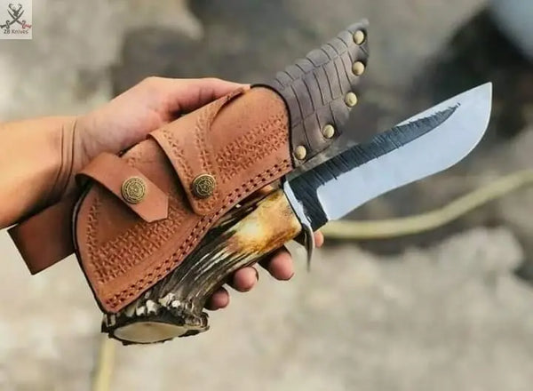 11" Inches HAND FORGED Full Tang 1095 High Carbon Steel Hunting Knife+ Leather sheath ZB Knives Store