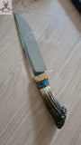 12.5" Inches HAND FORGED Fixed Blade D2 Steel Hunter Bowie Knife + leather sheath - ZB Knives Store