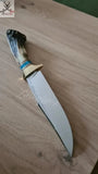 12.5" Inches HAND FORGED Fixed Blade D2 Steel Hunter Bowie Knife + leather sheath - ZB Knives Store