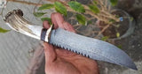 DAMASCUS HUNTING BOWIE KNIFE - ZB Knives Store