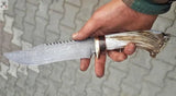 DAMASCUS HUNTING BOWIE KNIFE - ZB Knives Store