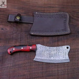 FULL TANG CUSTOM HANDMADE DAMASCUS STEEL CLEAVER KNIFE - ZB Knives Store