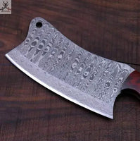 FULL TANG CUSTOM HANDMADE DAMASCUS STEEL CLEAVER KNIFE - ZB Knives Store