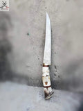 Antler Horn Damascus Steel Fillet Knife - ZB Knives Store