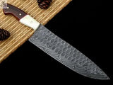 13.25" inches HAND FORGED Damascus Steel Chef Knife + Leather Sheath ZB Knives Store