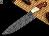 13.25" inches HAND FORGED Damascus Steel Chef Knife + Leather Sheath ZB Knives Store