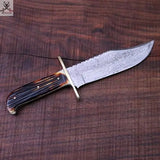 CUSTOM HANDMADE FULL TANG HUNTING BOWIE KNIFE - ZB Knives Store