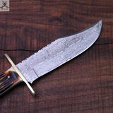 CUSTOM HANDMADE FULL TANG HUNTING BOWIE KNIFE - ZB Knives Store