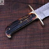 CUSTOM HANDMADE FULL TANG HUNTING BOWIE KNIFE - ZB Knives Store