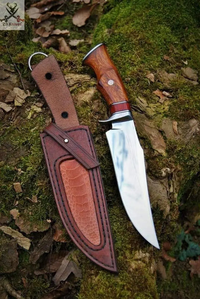 13" Inches HAND FORGED D2 Steel Hunting Knife + Leather Sheath ZB Knives Store