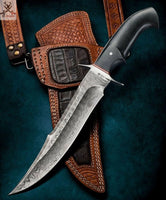 13" Inches HAND FORGED Damascus Steel knife + Leather Sheath ZB Knives Store