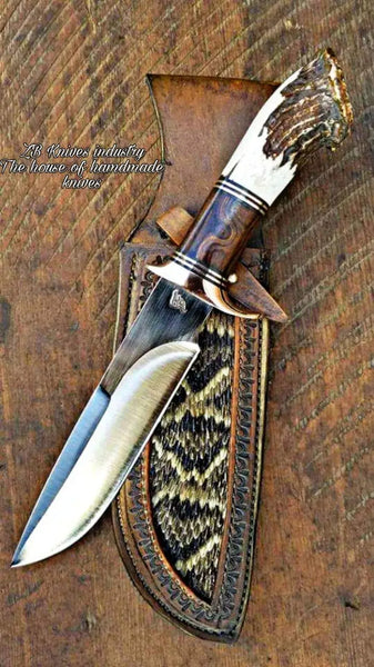 Custom Handmade Stone Texture D2 Steel Vintage Viking Knife - ZB Knives Store