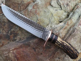 13" Inches HAND FORGED Fixed Blade High carbon Steel Hunting Bowie Knife + leather sheath ZB Knives Store