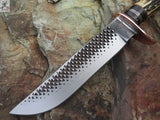 13" Inches HAND FORGED Fixed Blade High carbon Steel Hunting Bowie Knife + leather sheath ZB Knives Store