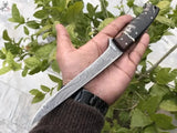 13" Inches HAND FORGED Full Tang Damascus Steel Fishing Fillet knife+ Leather sheath - ZB Knives Store