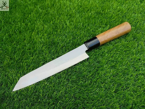 13" inches HAND FORGED Fixed Blade J2 Steel Chef Knife + Leather Sheath ZB Knives Store