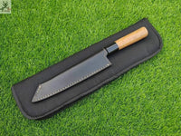 13" inches HAND FORGED Fixed Blade J2 Steel Chef Knife + Leather Sheath ZB Knives Store