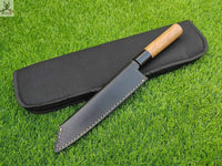 13" inches HAND FORGED Fixed Blade J2 Steel Chef Knife + Leather Sheath ZB Knives Store