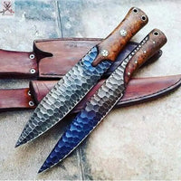 14" Inches HAND FORGED Full Tang 1095 High Carbon Steel Bowie Knife+ Leather sheath ZB Knives Store