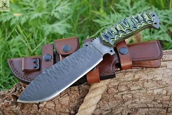 14" Inches HAND FORGED Full Tang 1095 High Carbon Steel Hunter Bowie Knife+ Leather sheath ZB Knives Store