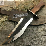 15.5" Inches HAND FORGED Fixed Blade 1095 High Carbon Steel Hunter Bowie Knife + leather sheath - ZB Knives Store