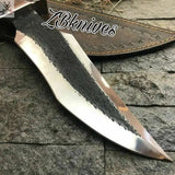 15.5" Inches HAND FORGED Fixed Blade 1095 High Carbon Steel Hunter Bowie Knife + leather sheath - ZB Knives Store