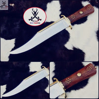 15.5" inches HAND FORGED Full Tang D2 Steel Hunter Bowie Knife + Leather Sheath ZB Knives Store