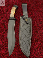 15.5"inches HAND FORGED Full Tang High Carbon Steel Hunting knife + Leather Sheath ZB Knives Store