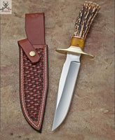 15" Inches HAND FORGED D2 Steel Hunting Bowie knife + Leather Sheath ZB Knives Store