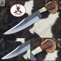 15" Inches HAND FORGED Full Tang 1095 High Carbon Steel Hunter Bowie Knife+ Leather sheath ZB Knives Store