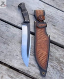 15" Inches HAND FORGED Full Tang 1095 High Carbon Steel Hunter Bowie Knife+ Leather sheath ZB Knives Store