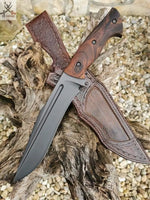 15" Inches HAND FORGED Full Tang High Carbon Steel Hunting Knife+ Leather sheath ZB Knives Store