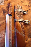 18.5" Inches HAND FORGED Full Tang 1095 High Carbon Steel Viking Seax Knife+ Scabbard - ZB Knives Store