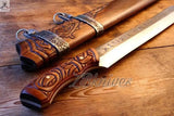 18.5" Inches HAND FORGED Full Tang 1095 High Carbon Steel Viking Seax Knife+ Scabbard - ZB Knives Store
