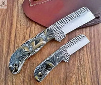 2 PCS HAND FORGED Full Tang 1095 High Carbon Steel Bull Cutter Knife+ Leather sheath ZB Knives Store