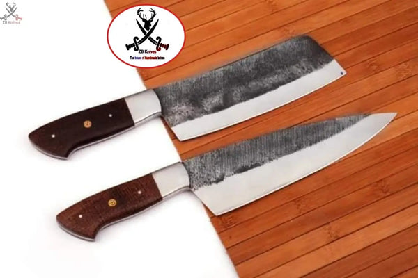 handmade High carbon 1095 kitchen set knives steel - ZB Knives Store