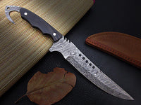 13″ Custom made Damascus Steel full tang Fillet Knife with Buffalo Horn Handle