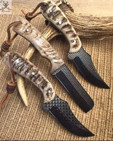 3 PCSHAND FORGED Full Tang 1095 High Carbon Steel Skinning Knife+ Leather sheath ZB Knives Store