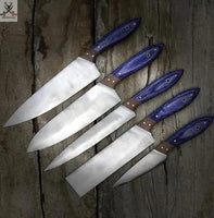 4 PCS HAND FORGED Full Tang High Carbon Steel kitchen Set Knives+ Leather Roll kit ZB Knives Store