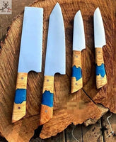 4 PCS HAND FORGED J2 Kitchen Set knives + Leather Sheath ZB Knives Store