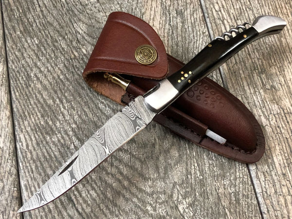 DAMASCUS STEEL CUSTOM HANDMADE POCKET FOLDING KNIFE