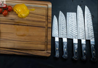 5 PCS HAND FORGED Full Tang Damascus Steel kitchen set knives + Leather Sheath ZB Knives Store