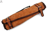 5 PCS HAND FORGED Full Tang Damascus Steel kitchen set knives+ Leather Roll kit - ZB Knives Store