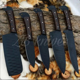 5 PCS HAND FORGED Full Tang High Carbon Steel kitchen set knives + Leather Sheath - ZB Knives Store