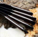 5 PCS HAND FORGED Full Tang High Carbon Steel kitchen set knives + Leather Sheath ZB Knives Store