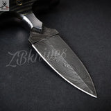5.75" Inches HAND FORGED Full Tang Damascus Steel Dagger Knife + leather sheath - ZB Knives Store