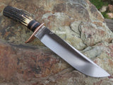 13" Inches HAND FORGED Fixed Blade High carbon Steel Hunting Bowie Knife + leather sheath